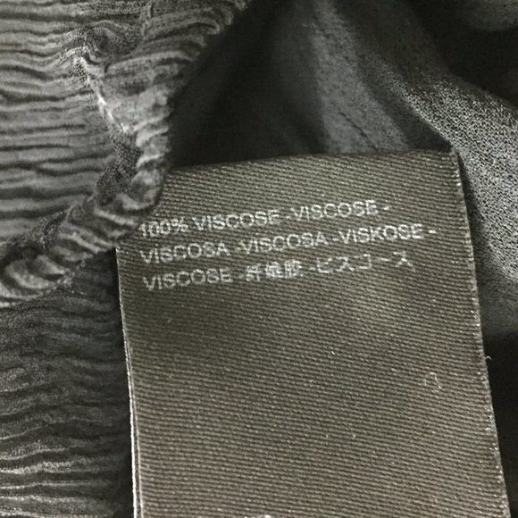 MAEVE Anthropologie Black Crepe Chiffon Cold Shoulder Ruffle Sleeve Button Shirt - Picture 3 of 10